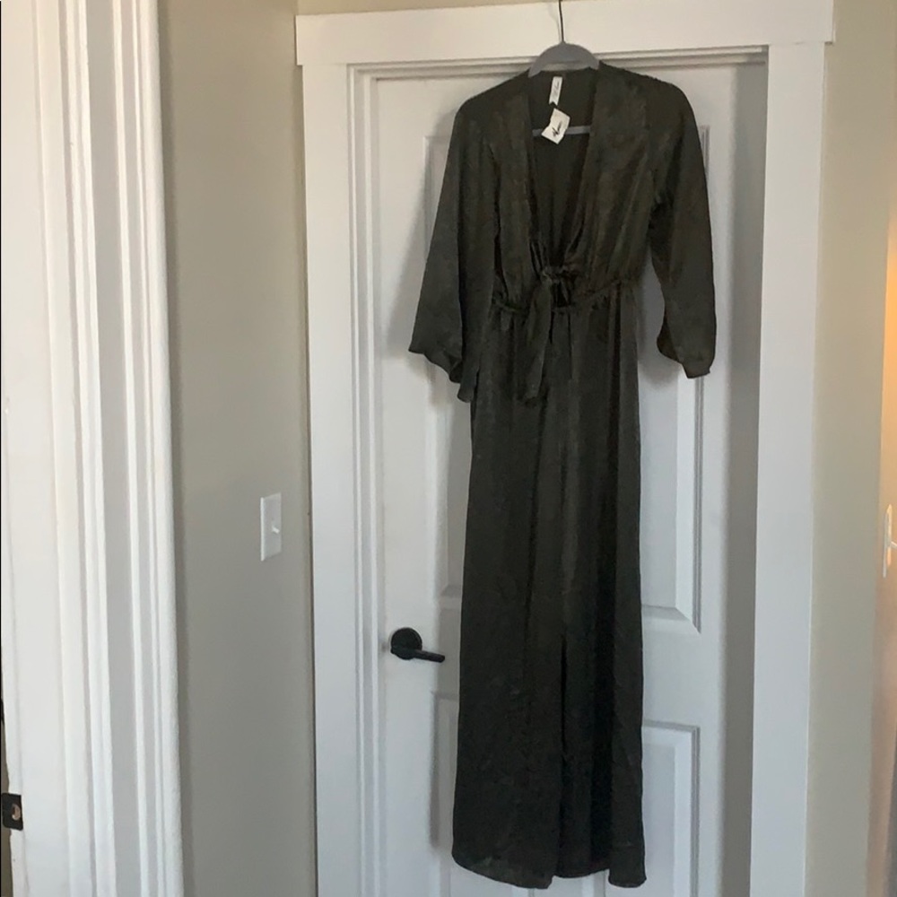 NWT Olive Satin Jumpsuit